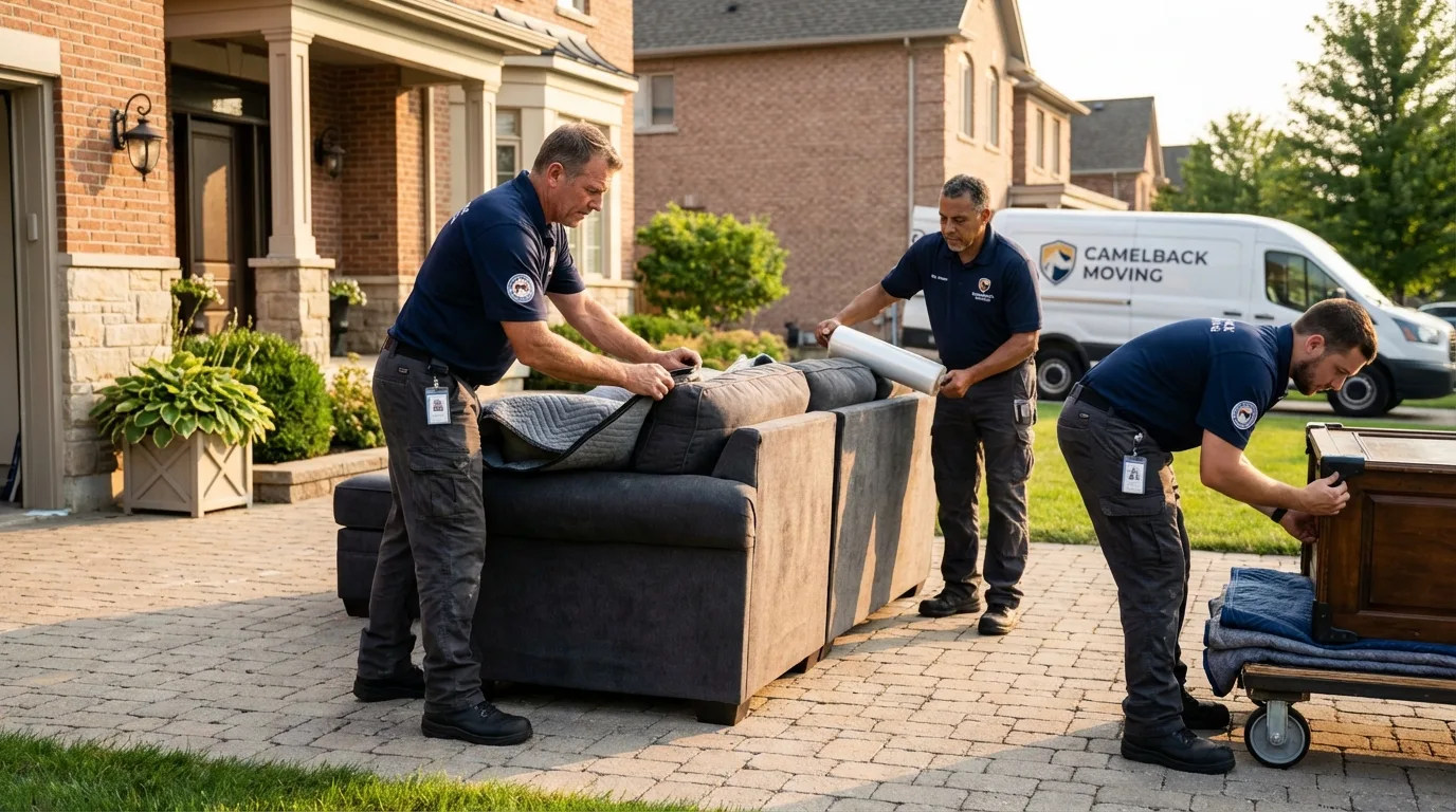 Large estate moving crew wrapping furniture in Green Cove Springs, FL